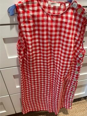 Doen Red and White Gingham Mini Dress